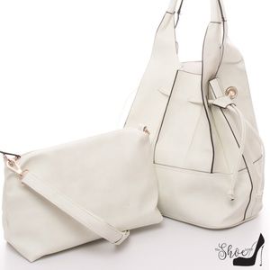 My Bag Lady Online Bags - Geometric Fold Drawstring Handbag & Pouch Set My Bag Lady Online Bags - Geometric Fold Drawstring Handbag & Pouch Set